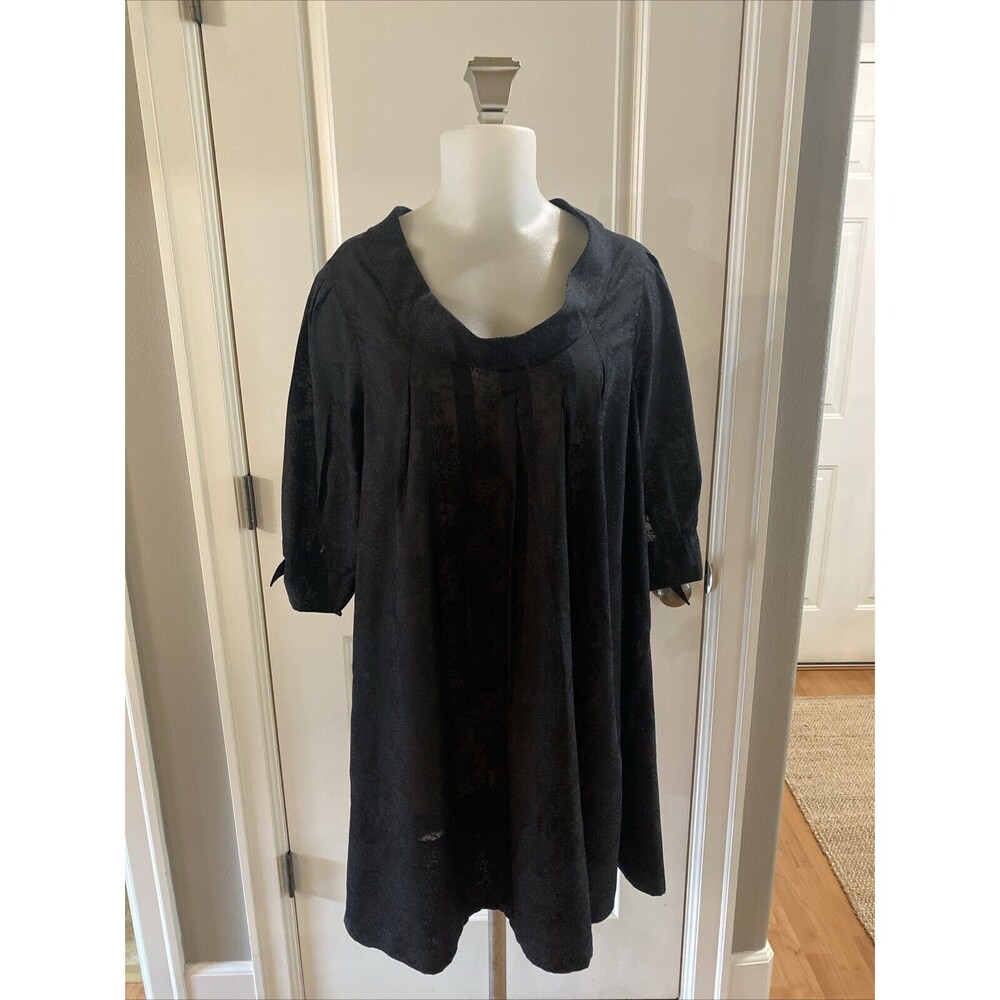 Noa Noa Black Blue Cotton Blend Tunic Short Sleeve Top Dress -Size XL